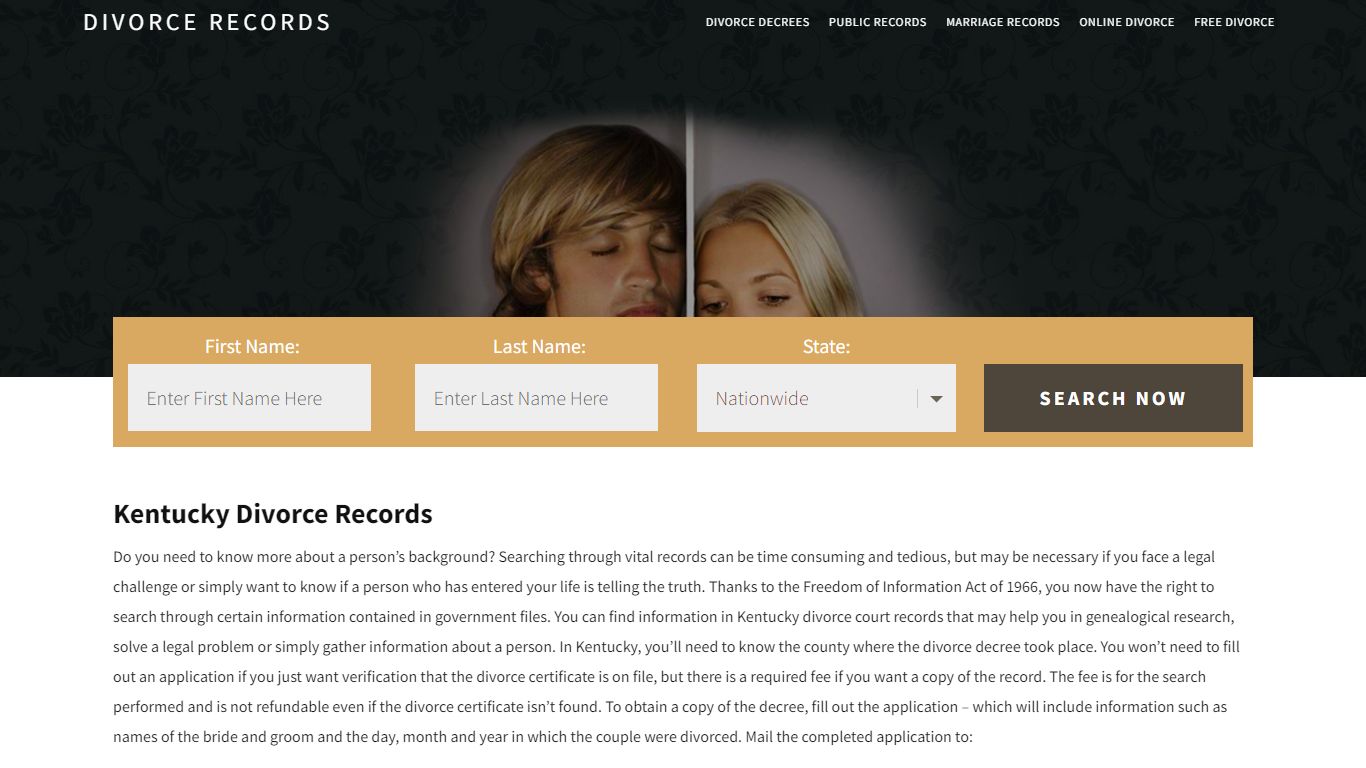 Kentucky Divorce Records | Enter Name & Search | 14 Days FREE